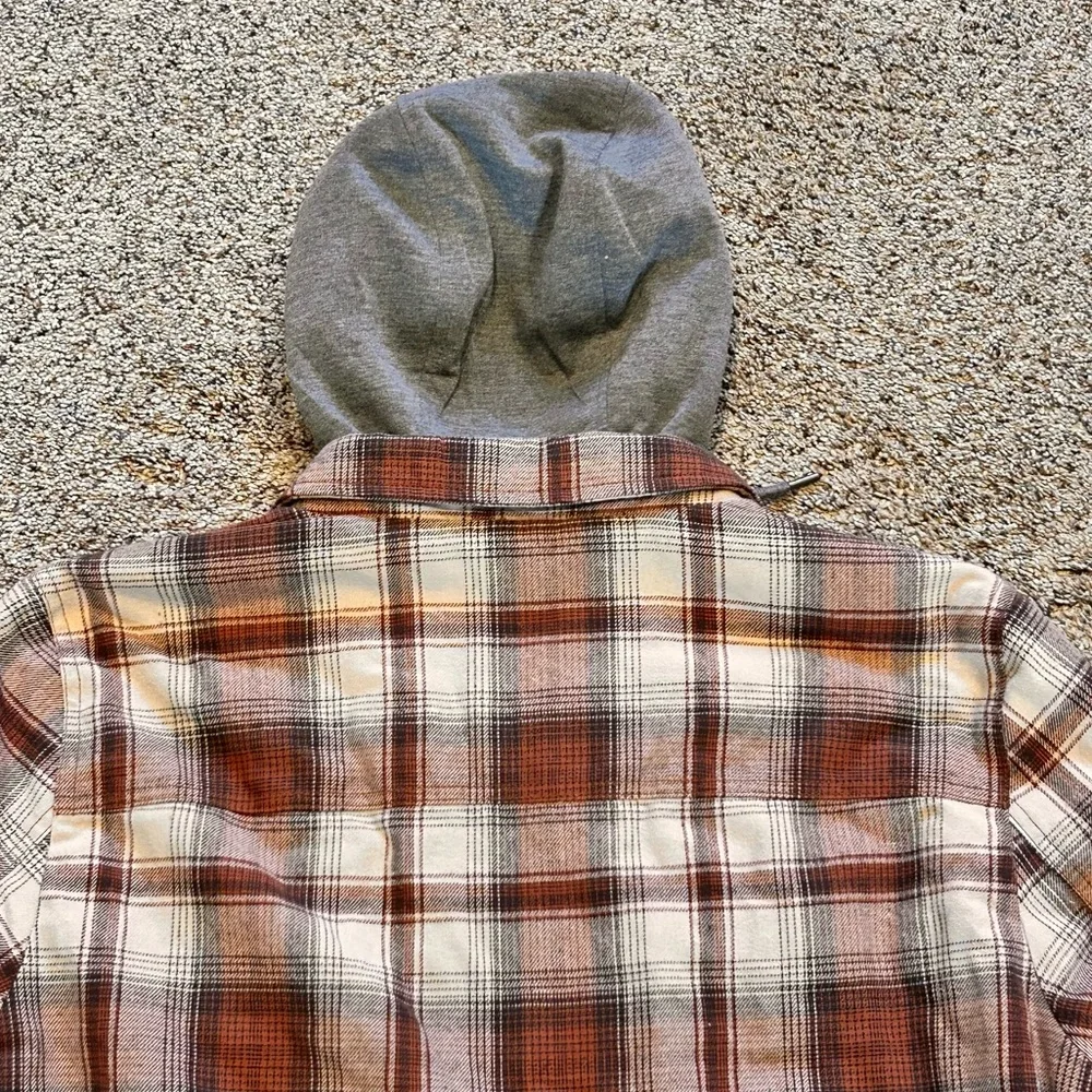 Levi's® Sherpa Lined Brown Ombre Plaid Shirt Jacket Jersey Hoodie Men’s L NEW - Picture 12 of 16